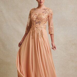 Plus size 3/4 sleeve new long a line mother of the bride,party anniversary